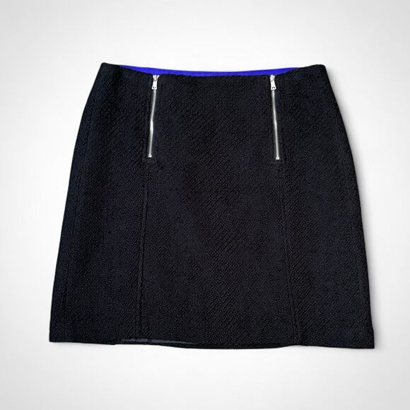 LOFT Dresses & Skirts - NWT Ann Taylor LOFT Black Tweed Shift Mini Skirt Double Zipper Size 8 Petite